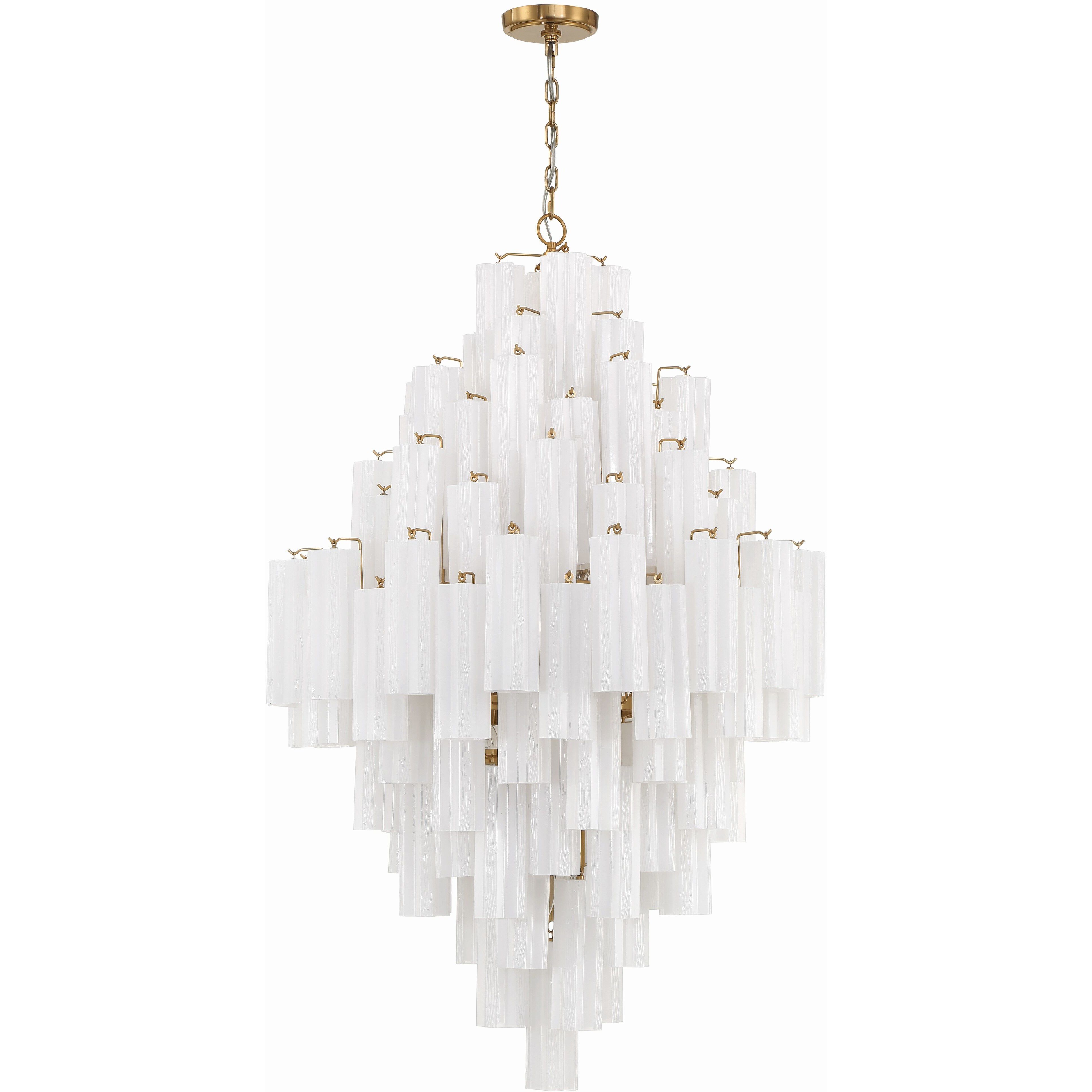 Addis 20 Light 31.5 inch Aged Brass Chandelier Ceiling Light in White