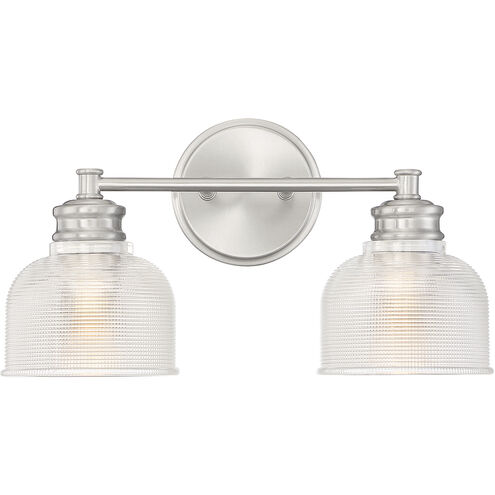 Transitional 2 Light 16 inch Brushed Nickel Bathroom Vanity Light Wall Light