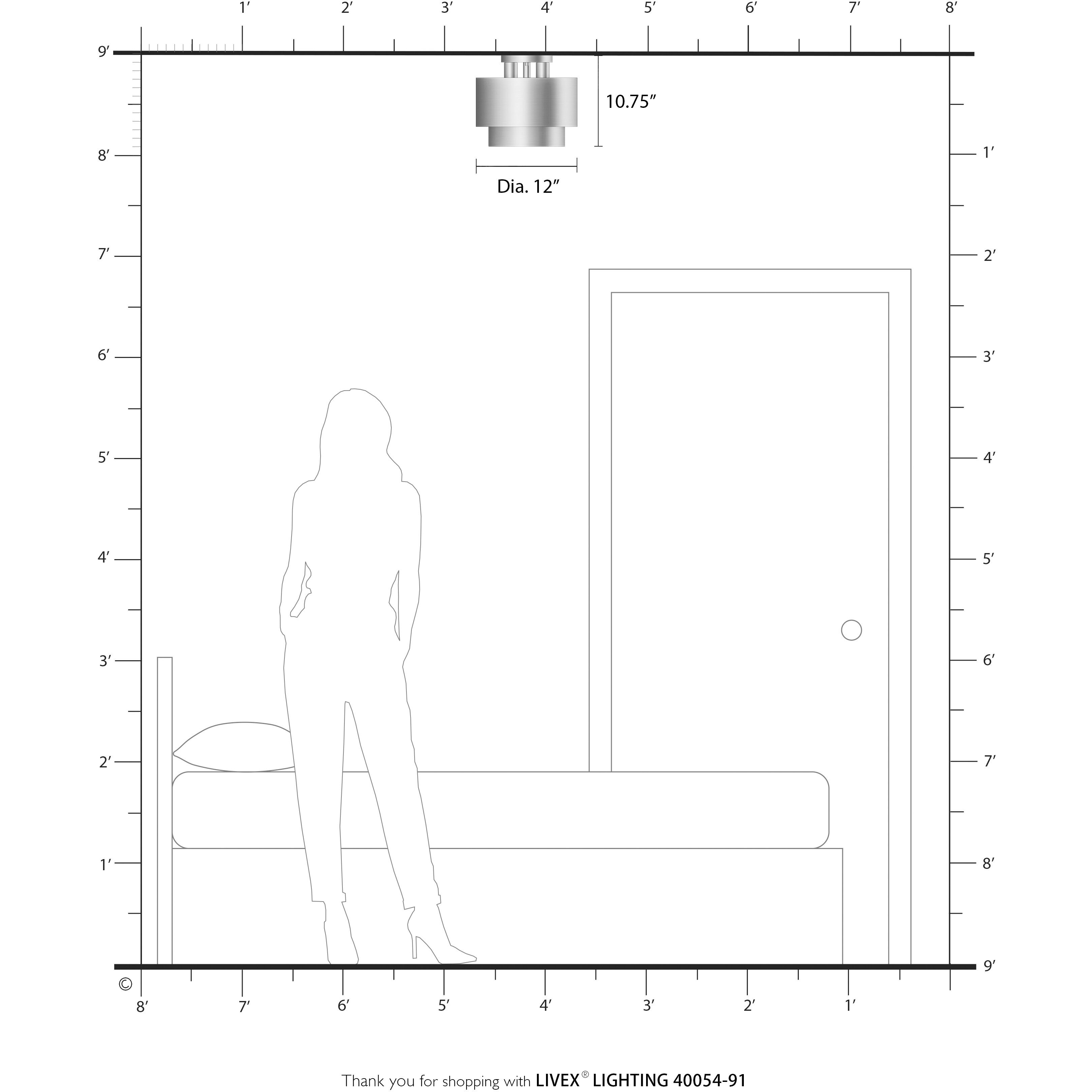 Zolana 2 Light 12 inch Brushed Nickel Semi Flush Mount Ceiling Light, Medium