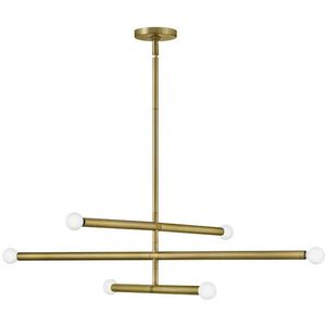 Millie 6 Light 36 inch Lacquered Brass Chandelier Ceiling Light