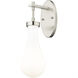 Downtown Urban Owego Armed Sconce Wall Light in Satin Nickel, Gloss White Glass