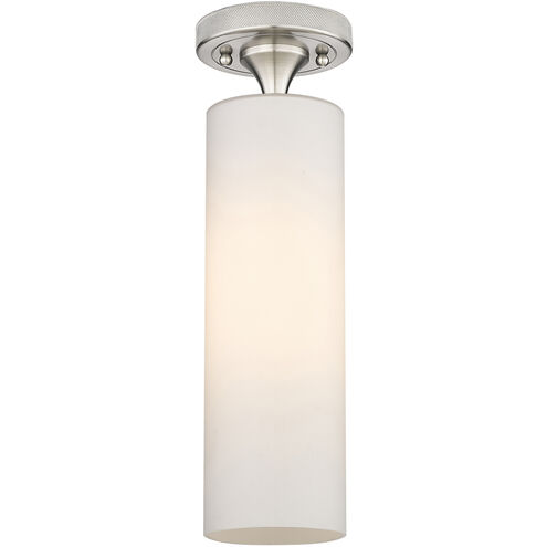 Downtown Urban Crown Point 1 Light 3.88 inch Satin Nickel Flush Mount Ceiling Light in Matte White