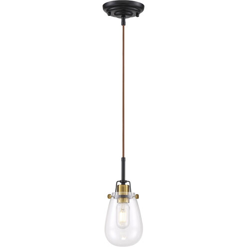 Toleo 1 Light 5 inch Black and Vintage Brass Accents Mini Pendant Ceiling Light