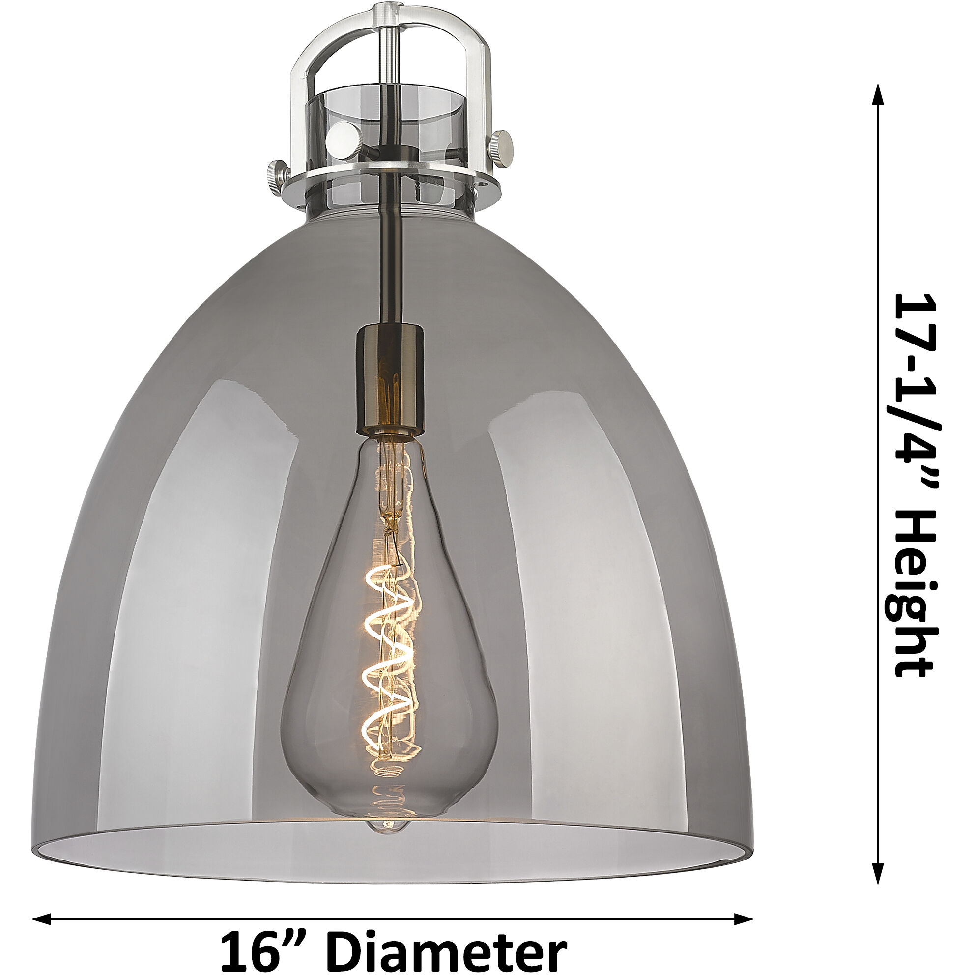 Newton Bell 1 Light 16 inch Polished Nickel Pendant Ceiling Light in Clear Glass