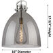 Downtown Urban Newton Bell 1 Light 16 inch Polished Nickel Pendant Ceiling Light in Matte White