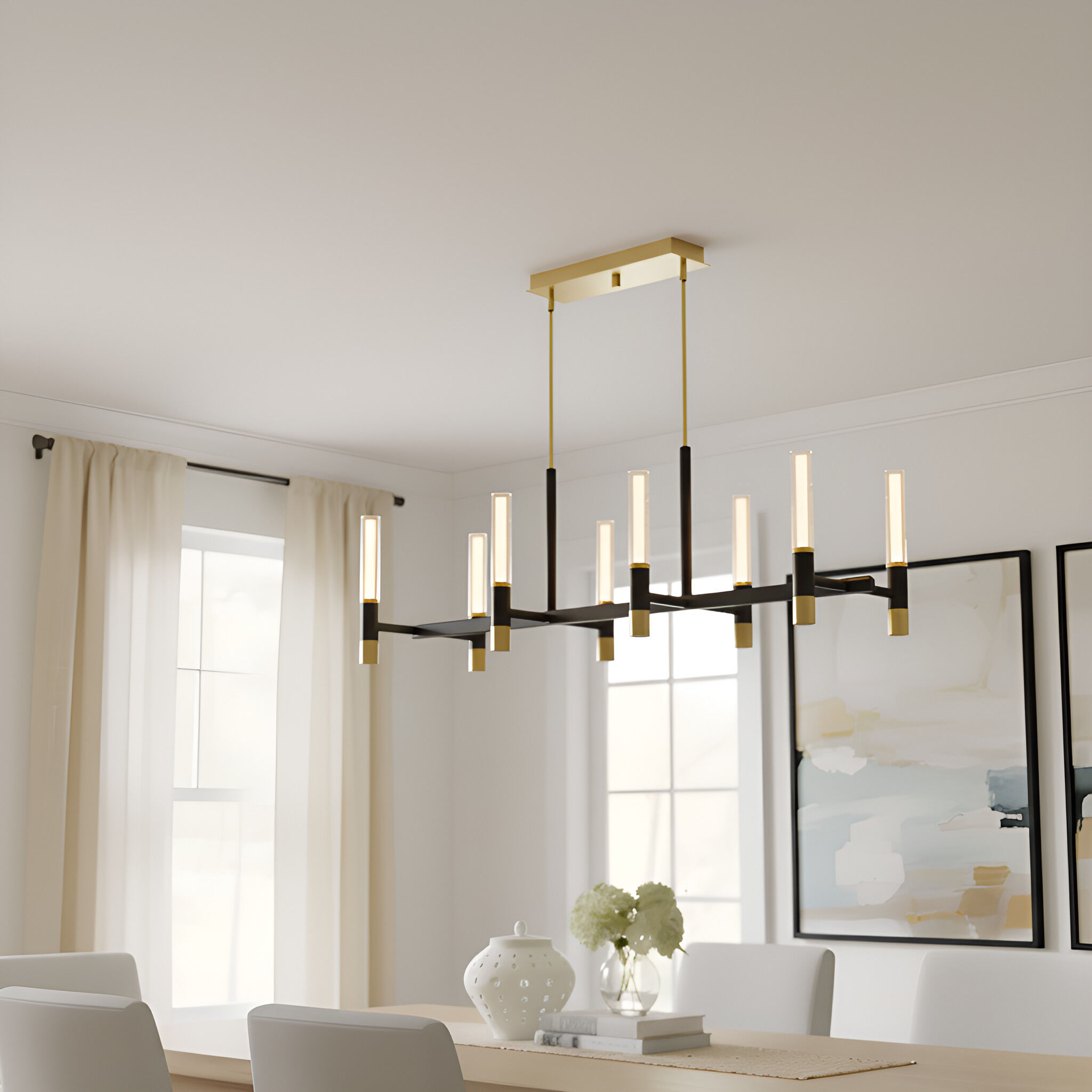 Davies 8 Light 44 inch Brushed Gold Island Light Ceiling Light