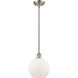 Ballston Athens LED 8 inch Brushed Satin Nickel Pendant Ceiling Light in Matte White Glass, Ballston