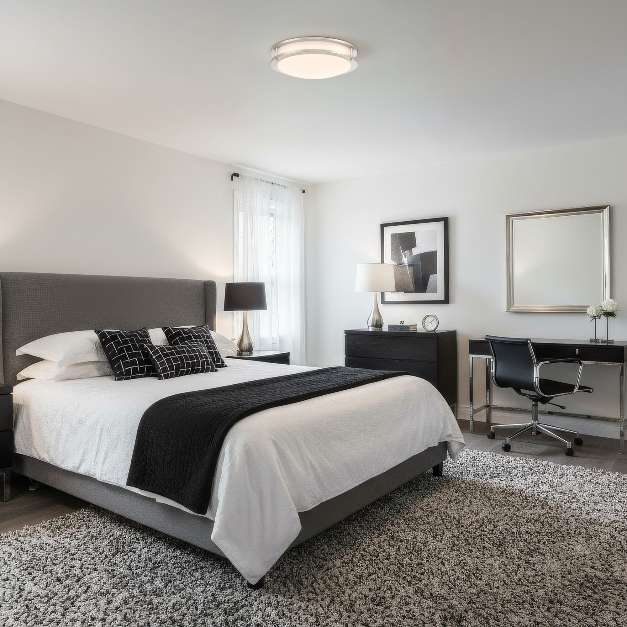 DC Series 1 Light 14 inch Brushed Nickel Flush Mount Ceiling Light