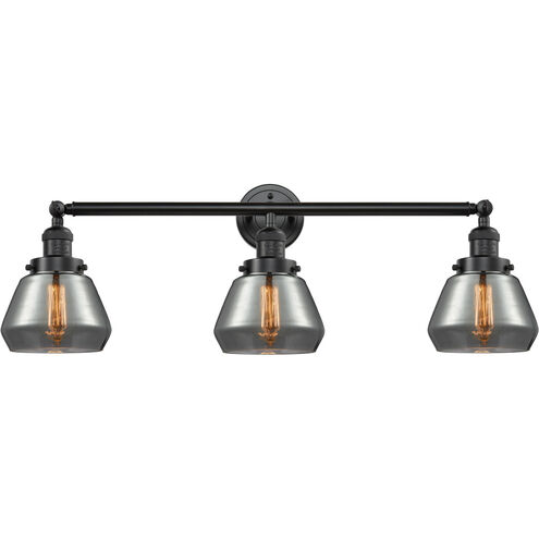 Franklin Restoration Fulton 3 Light 30 inch Oil Rubbed Bronze Bath Vanity Light Wall Light in Plated Smoke Glass, Franklin Restoration