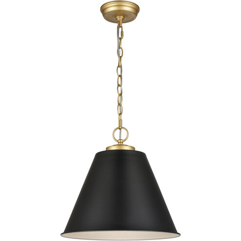 Vellus 1 Light 14 inch Matte Black with Natural Antique Brass Pendant Ceiling Light in Matte Black/Natural Antique Brass