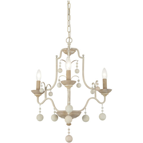 Colonial Charm 3 Light 18.75 inch White Wash and Sun Dried Clay Chandelier Ceiling Light