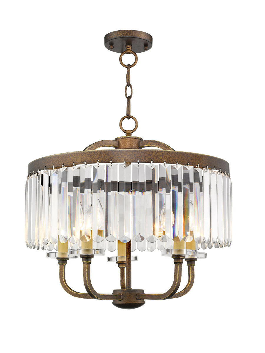 Ashton 5 Light 20 inch Hand Painted Palacial Bronze Convertible Chandelier/Ceiling Mount Ceiling Light