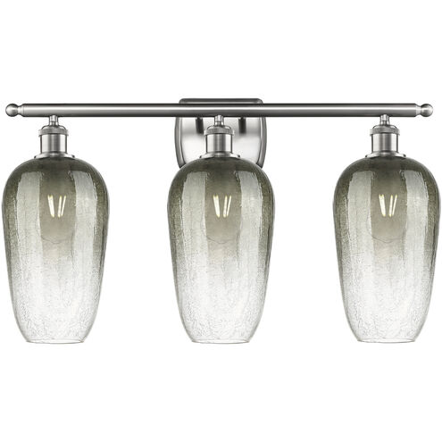 Ballston Brookhaven Flute 3 Light 27 inch Brushed Satin Nickel Bath Vanity Light Wall Light in Slate Glass