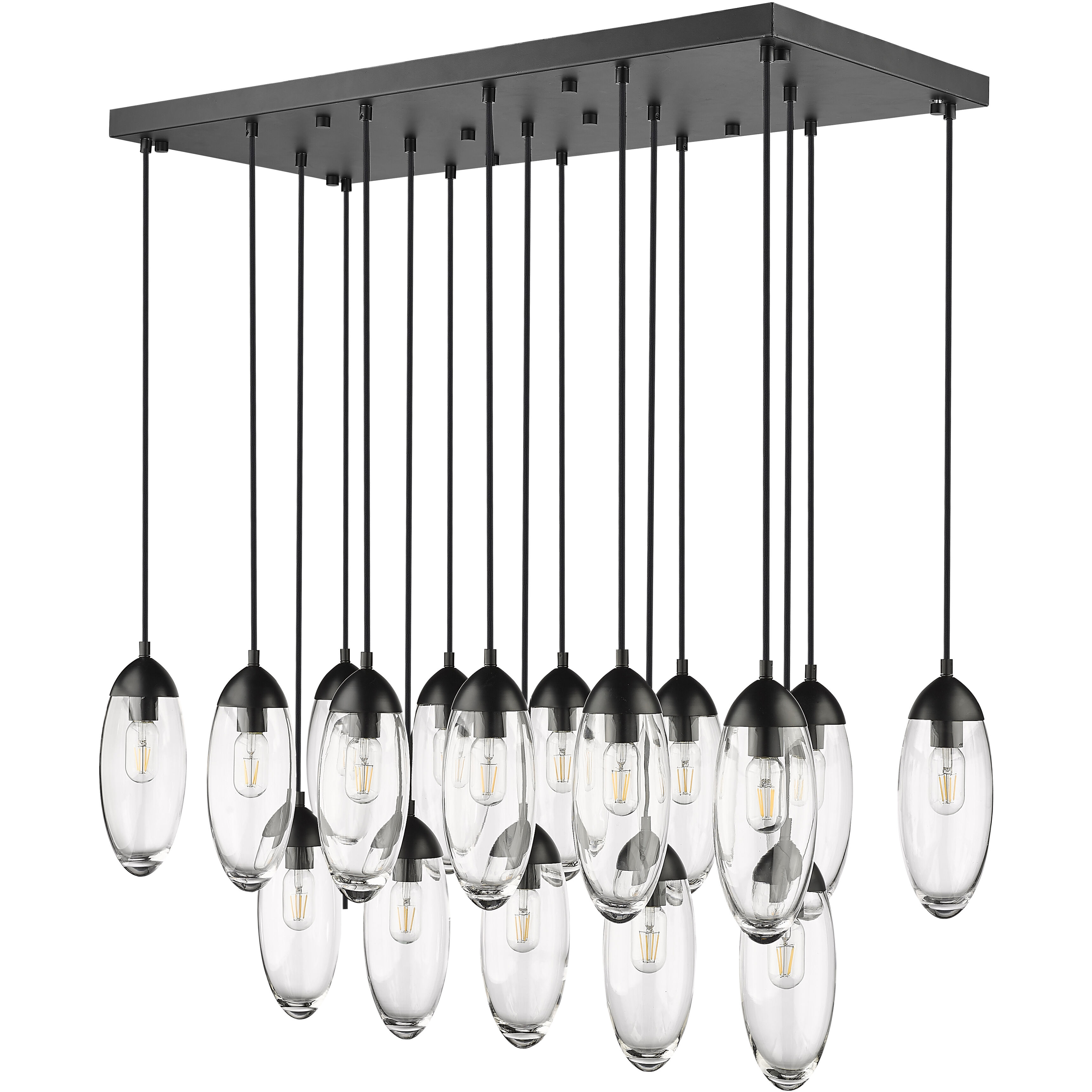 Arden 17 Light 42 inch Matte Black Linear Chandelier Ceiling Light