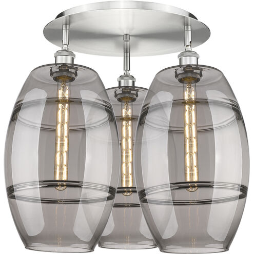 Ballston Vaz 3 Light 21.75 inch Satin Nickel Flush Mount Ceiling Light
