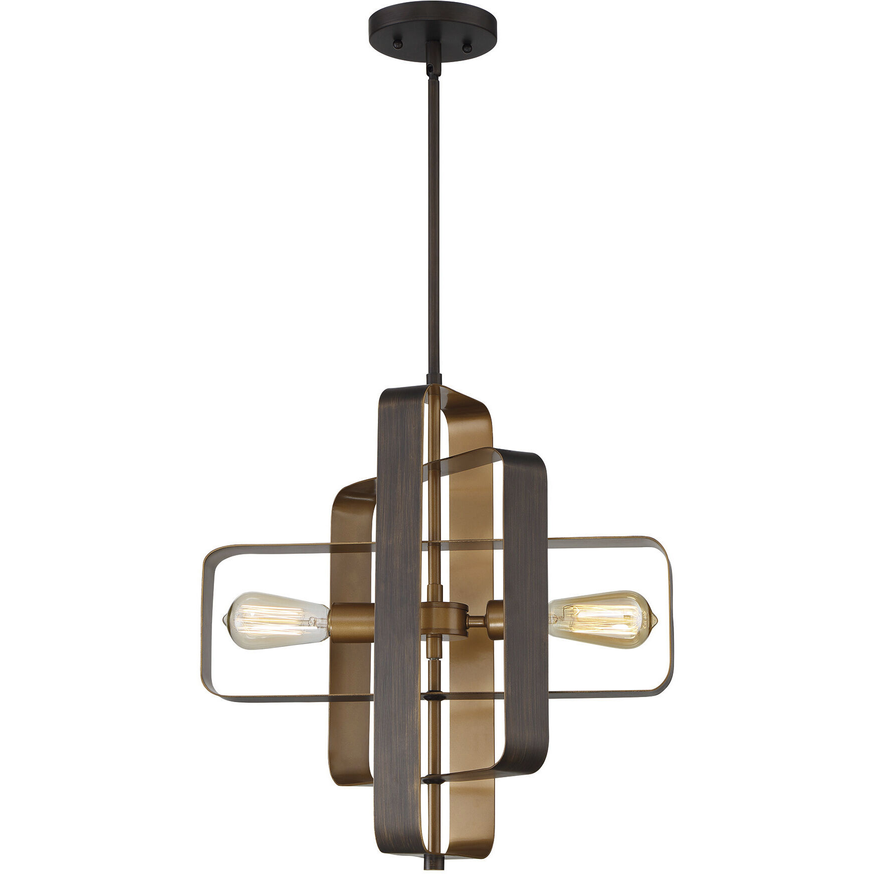 Linked 2 Light 18 inch Aged Bronze Brushed Pendant Ceiling Light