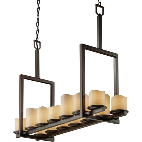 Candlearia 14 Light 42 inch Dark Bronze Chandelier Ceiling Light in Cream (CandleAria), Cylinder with Melted Rim, Incandescent