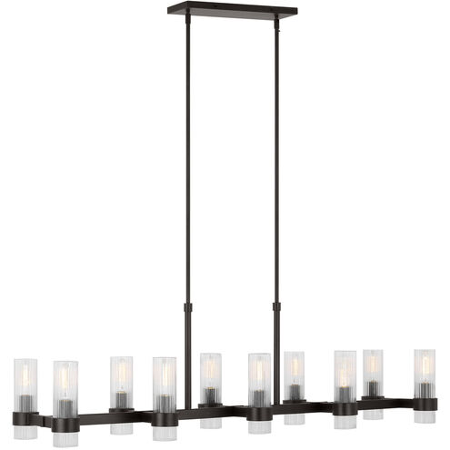 C&M by Chapman & Myers Geneva 10 Light 50 inch Aged Iron Linear Chandelier Ceiling Light