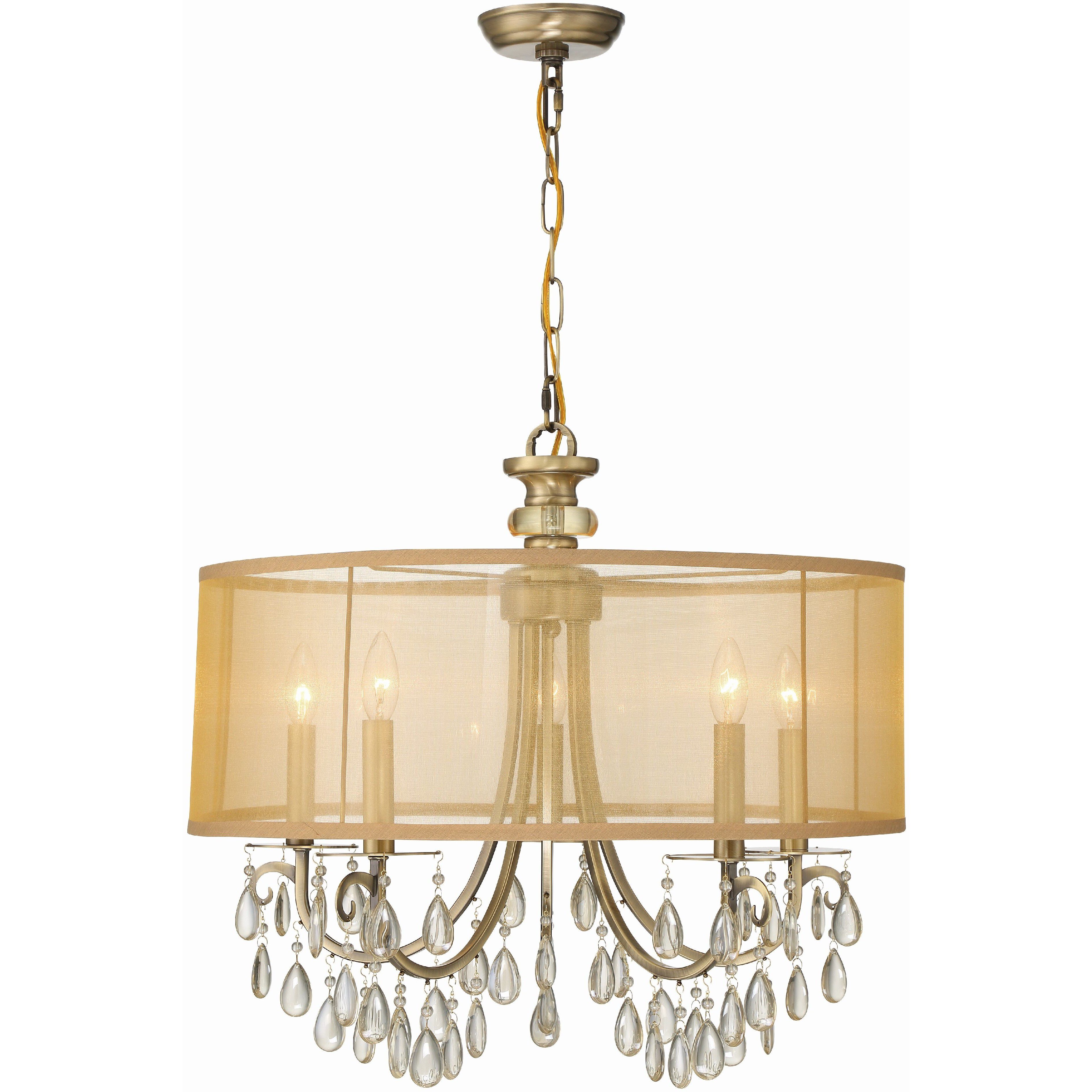 Hampton 5 Light 24 inch Antique Brass Chandelier Ceiling Light