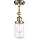 Franklin Restoration Dover LED 5 inch Antique Brass Semi-Flush Mount Ceiling Light in Clear Glass, Franklin Restoration