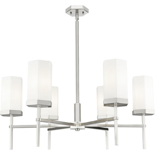 Downtown Urban Blakeley 6 Light 32 inch Satin Nickel Statement Chandelier Ceiling Light in Matte White