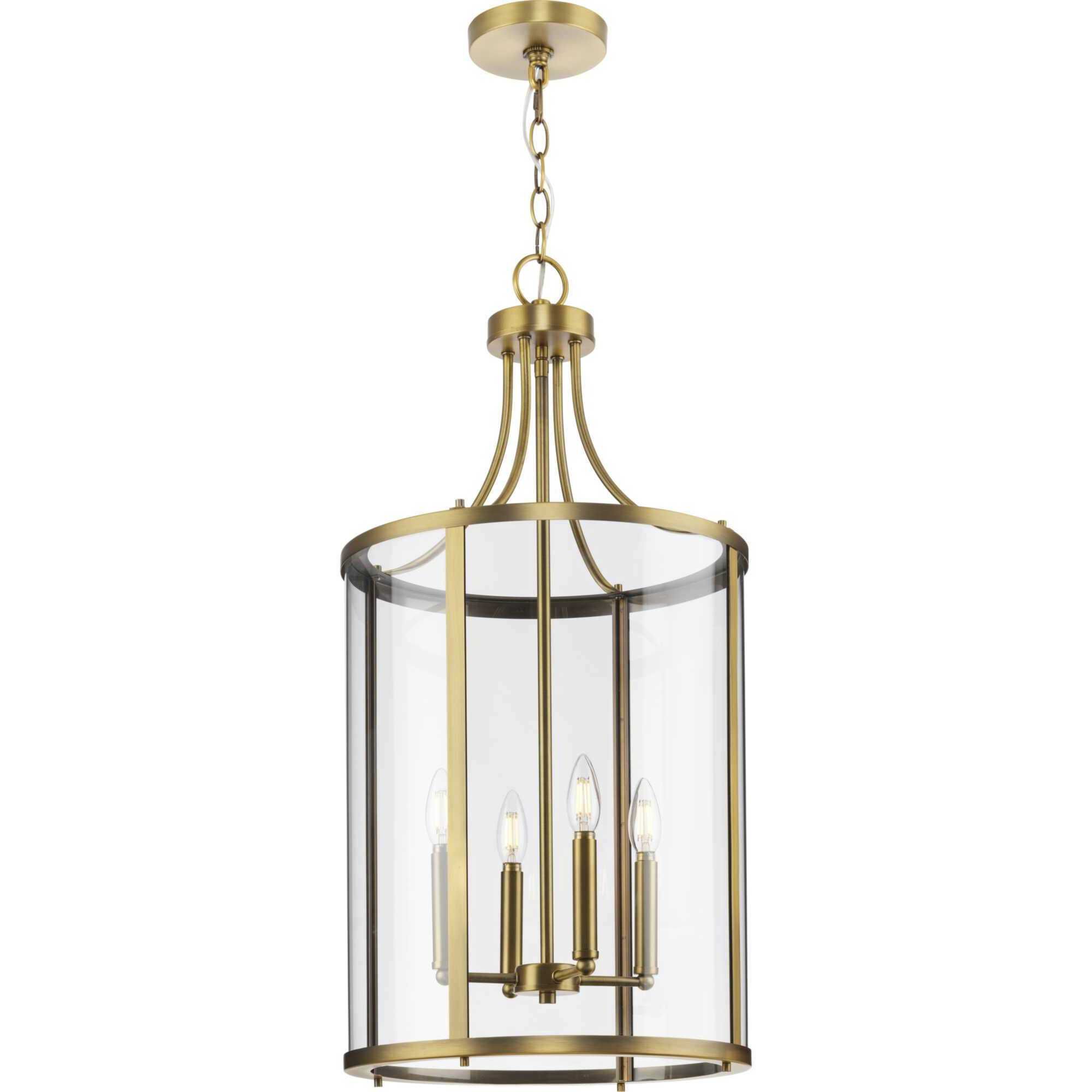 Gilliam 4 Light 15 inch Vintage Brass Foyer Light Ceiling Light