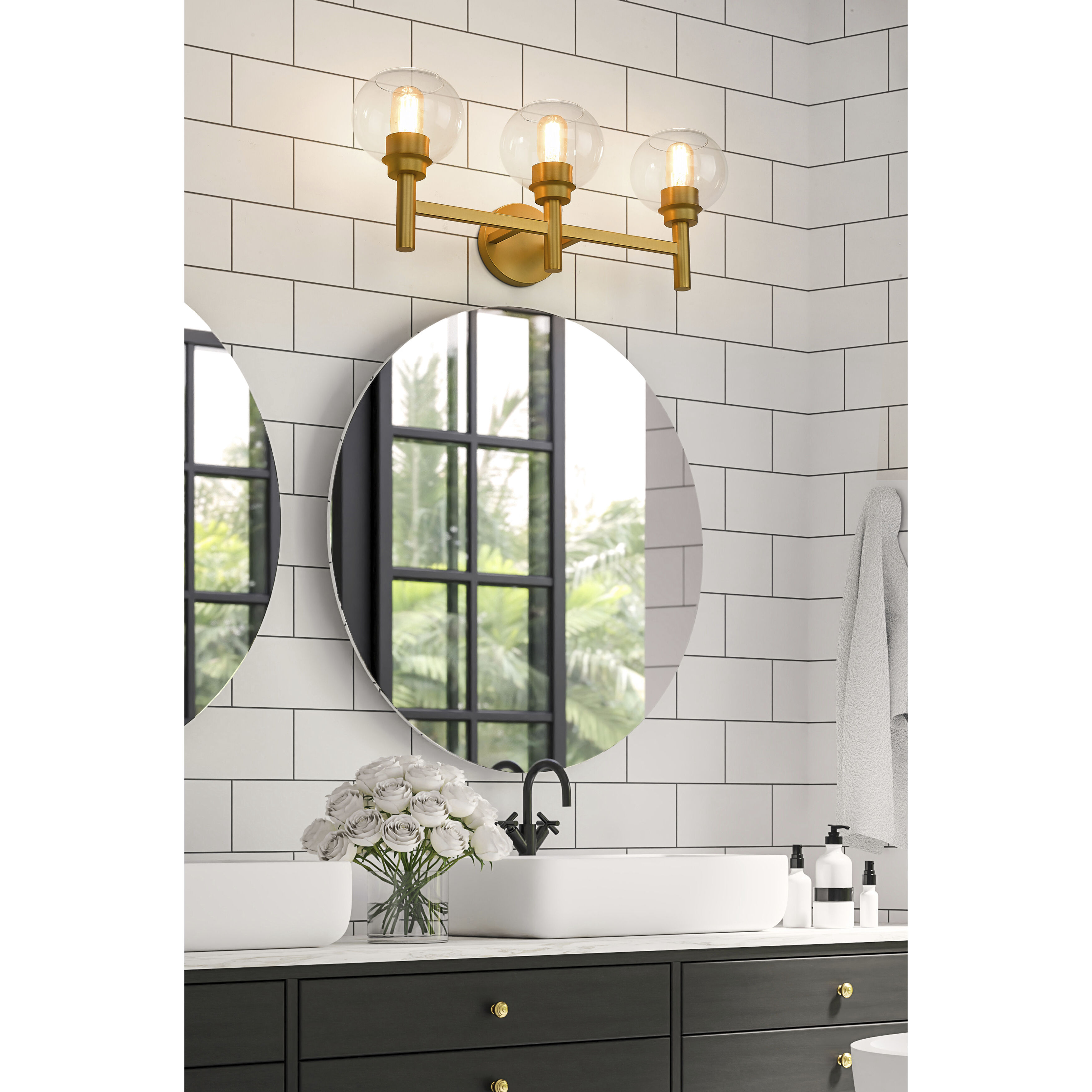 Brushed gold vanity light deals