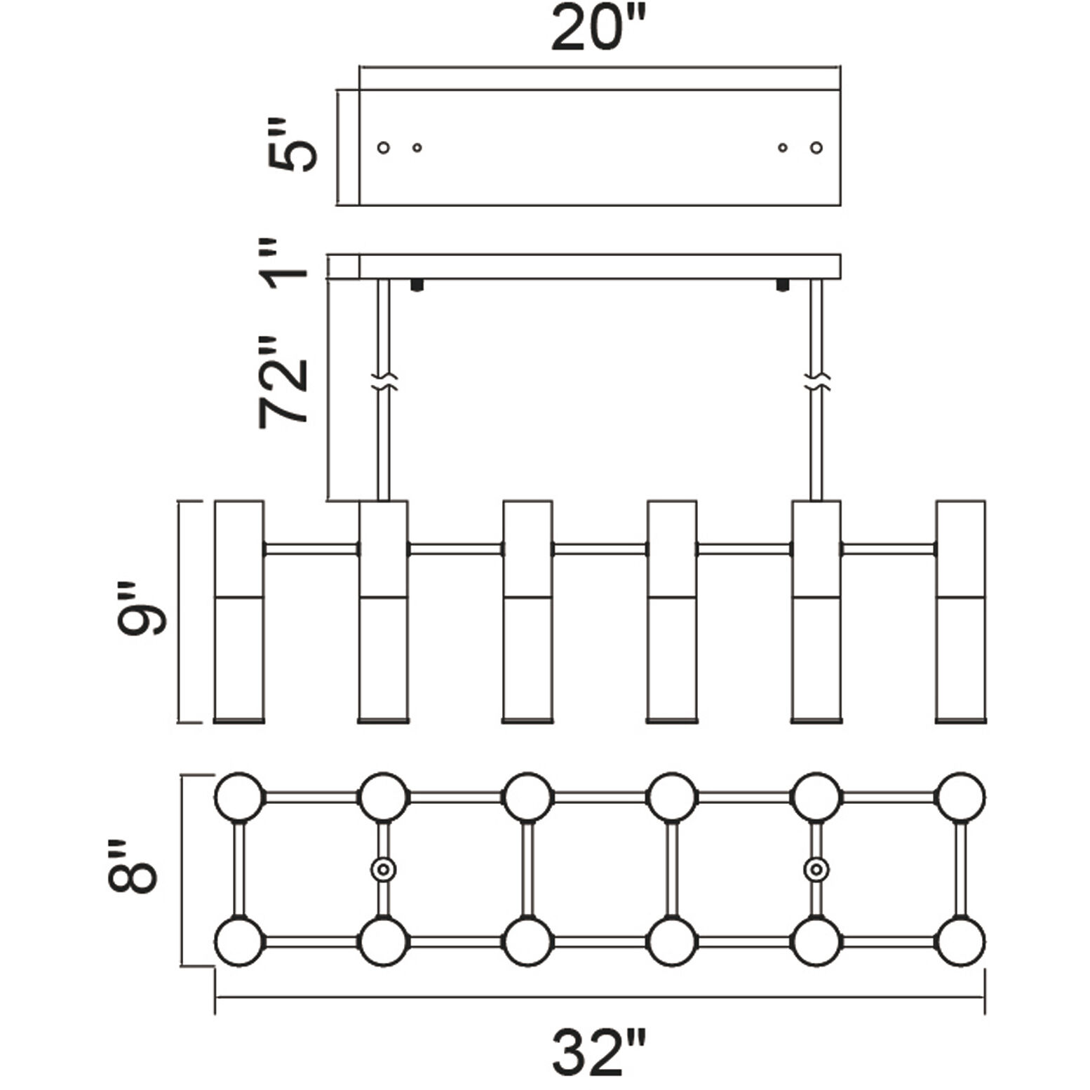 Pipes LED 32 inch Brass Island/Pool Table Light Ceiling Light