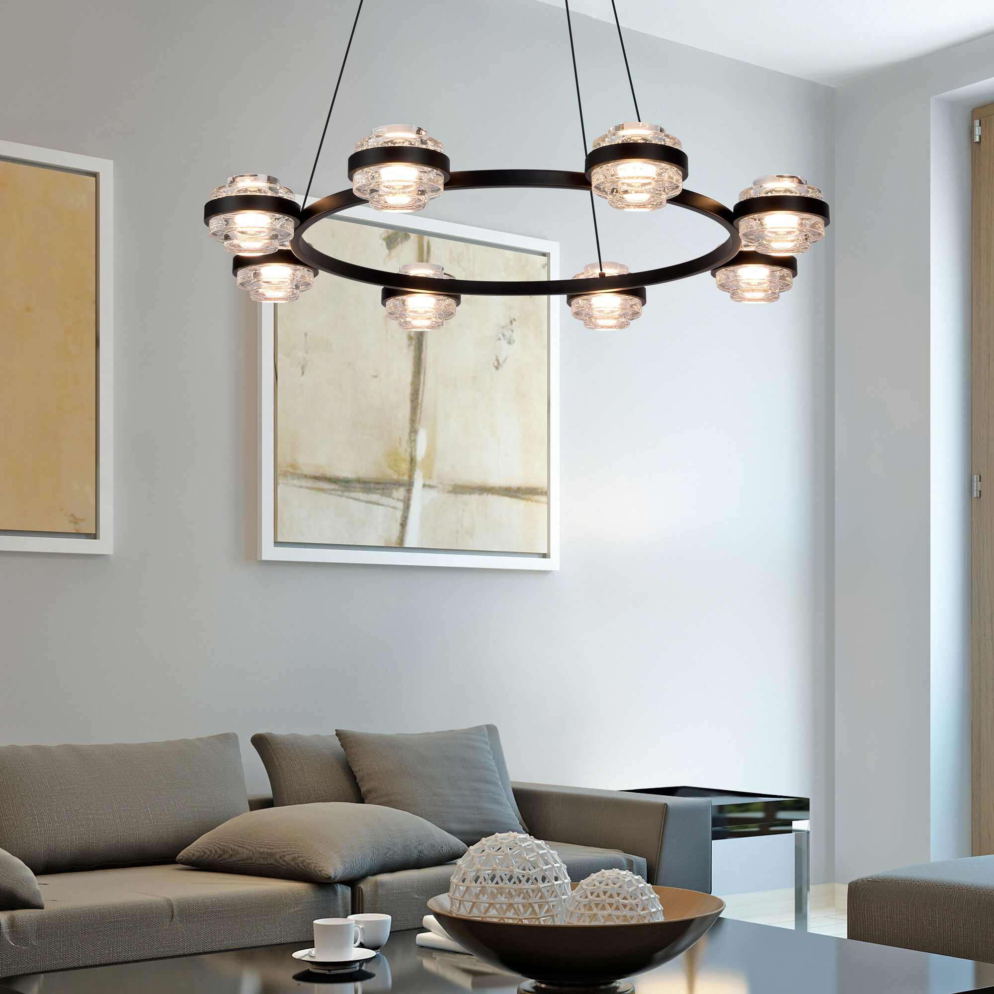 Milano Series 33.25 inch Black Chandelier Ceiling Light, Artisan Collection