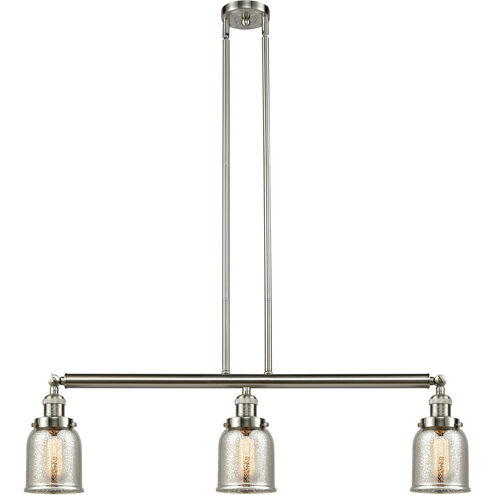 Franklin Restoration Small Bell LED 38 inch Brushed Satin Nickel Island Light Ceiling Light in Silver Plated Mercury Glass, Franklin Restoration