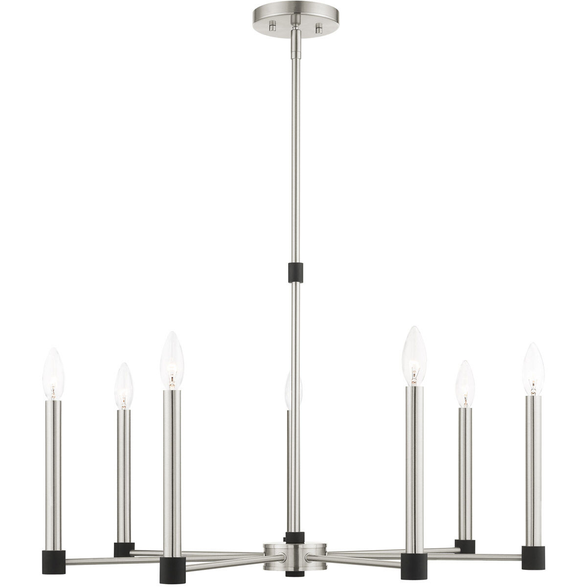 Karlstad 7 Light 28 inch Brushed Nickel with Satin Brass Accents Chandelier Ceiling Light