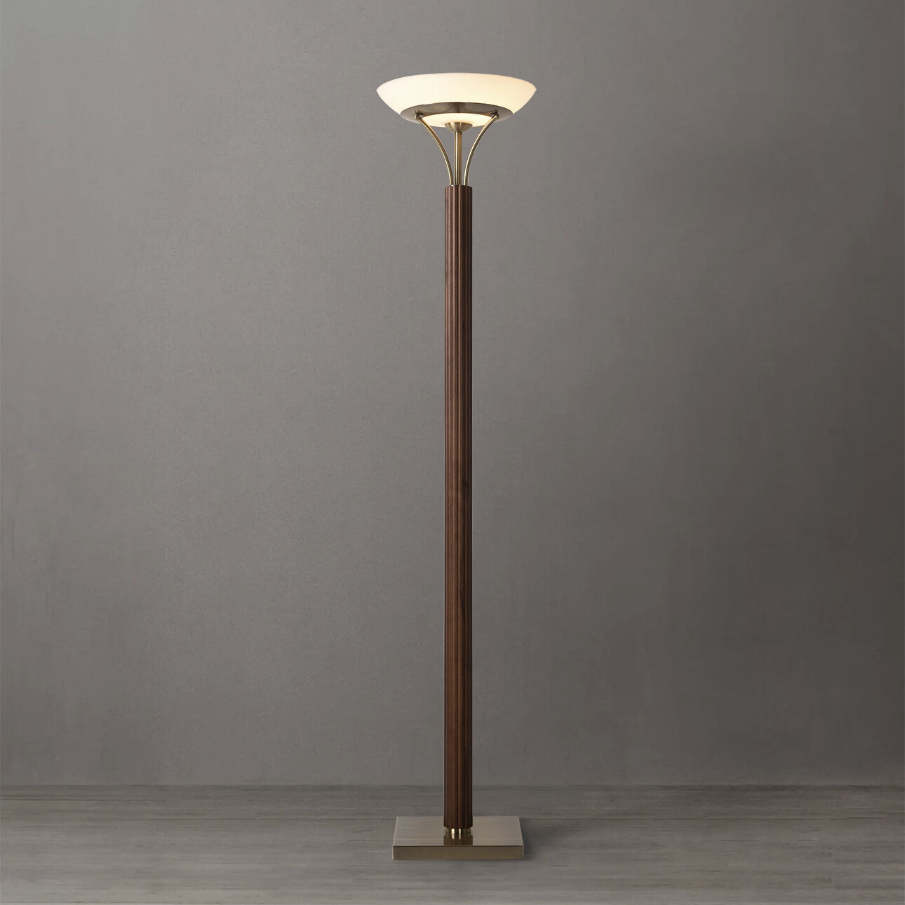 Tambo 72 inch 23.00 watt Dark Walnut and Weathered Brass Torchiere Floor Lamp Portable Light