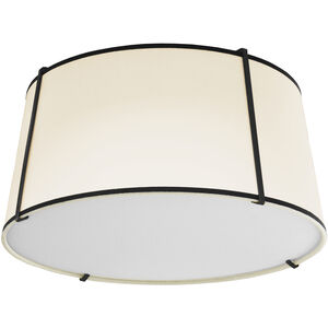 Trapezoid 3 Light 16 inch Black with Cream Flush Mount Ceiling Light