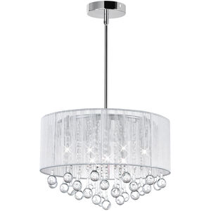 Water Drop 6 Light 18 inch Chrome Drum Shade Chandelier Ceiling Light in White