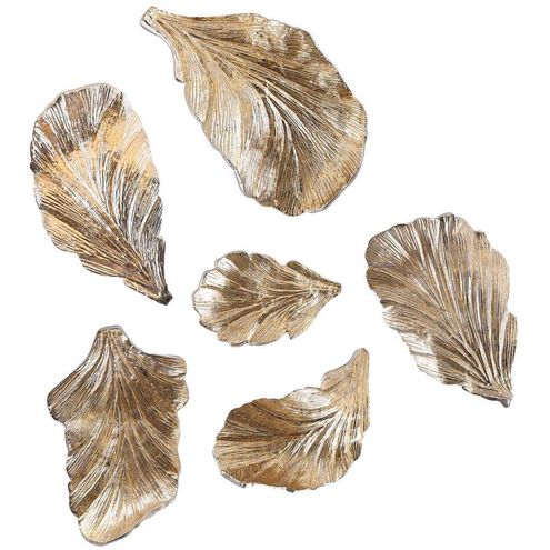 Wall Leaves Gold Accent Wall Decor, Set of 6
