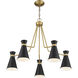 Lamar 5 Light 30 inch Matte Black with Warm Brass Chandelier Ceiling Light