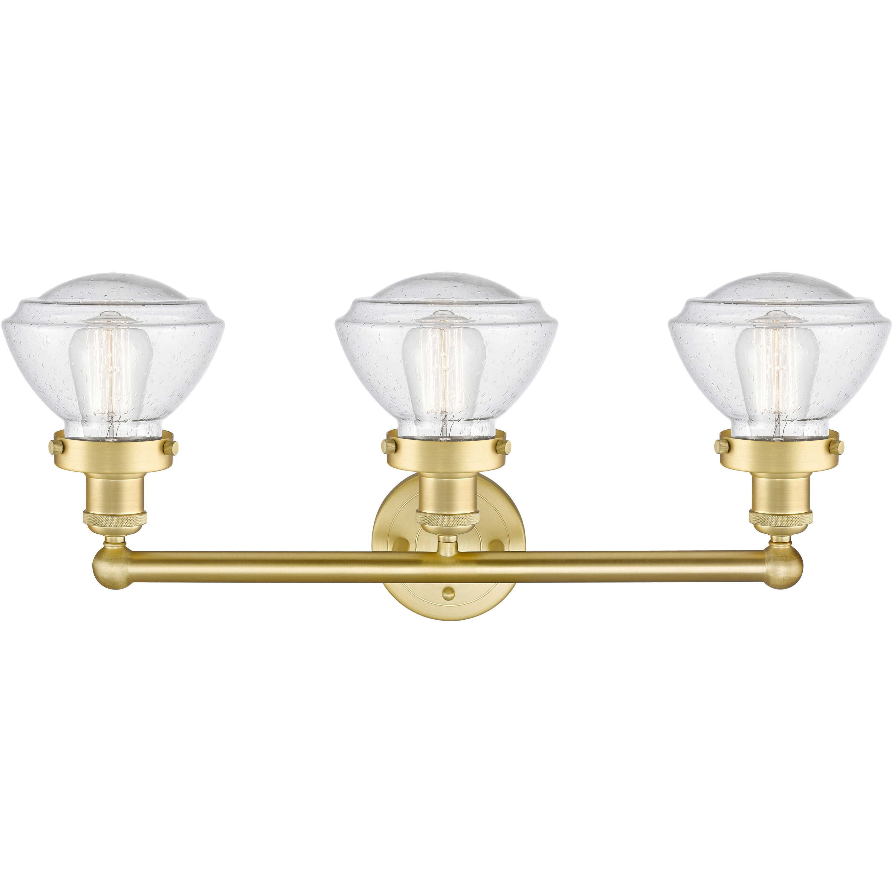 Olean 3 Light 24.5 inch Satin Gold Bath Vanity Light Wall Light in Seedy