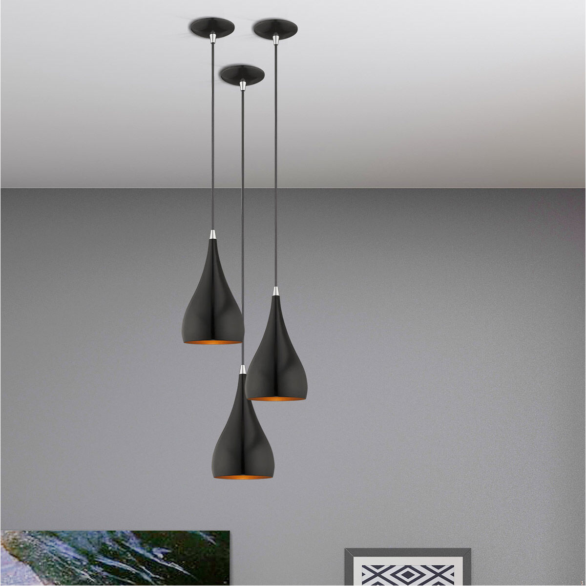 Allison 1 Light 6.25 inch Shiny Black Mini Pendant Ceiling Light