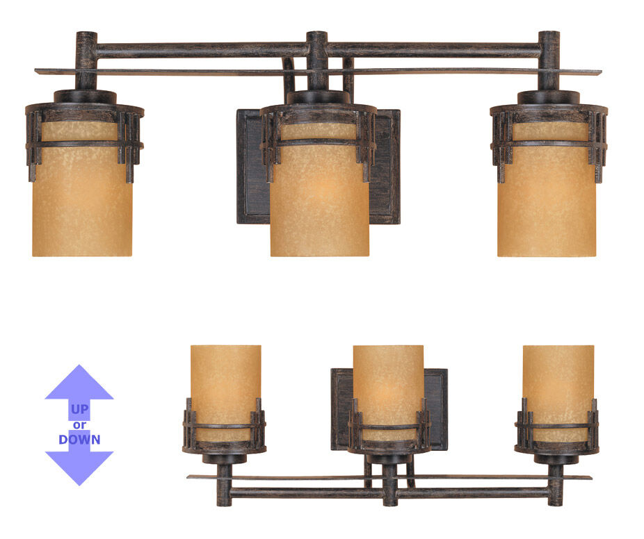 Mission Ridge 3 Light 24 inch Warm Mahogany Bath Bar Wall Light