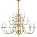 Williamsburgh 22 Light 42 inch Polished Brass Chandelier Ceiling Light