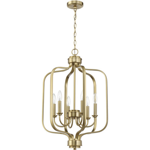 Bolden 6 Light 18 inch Satin Brass Foyer Pendant Ceiling Light