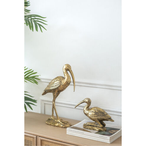 Standing Crane Antique Gold Figurine