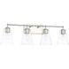 Murphy 4 Light 32.5 inch Brushed Nickel Vanity Light Wall Light in Clear