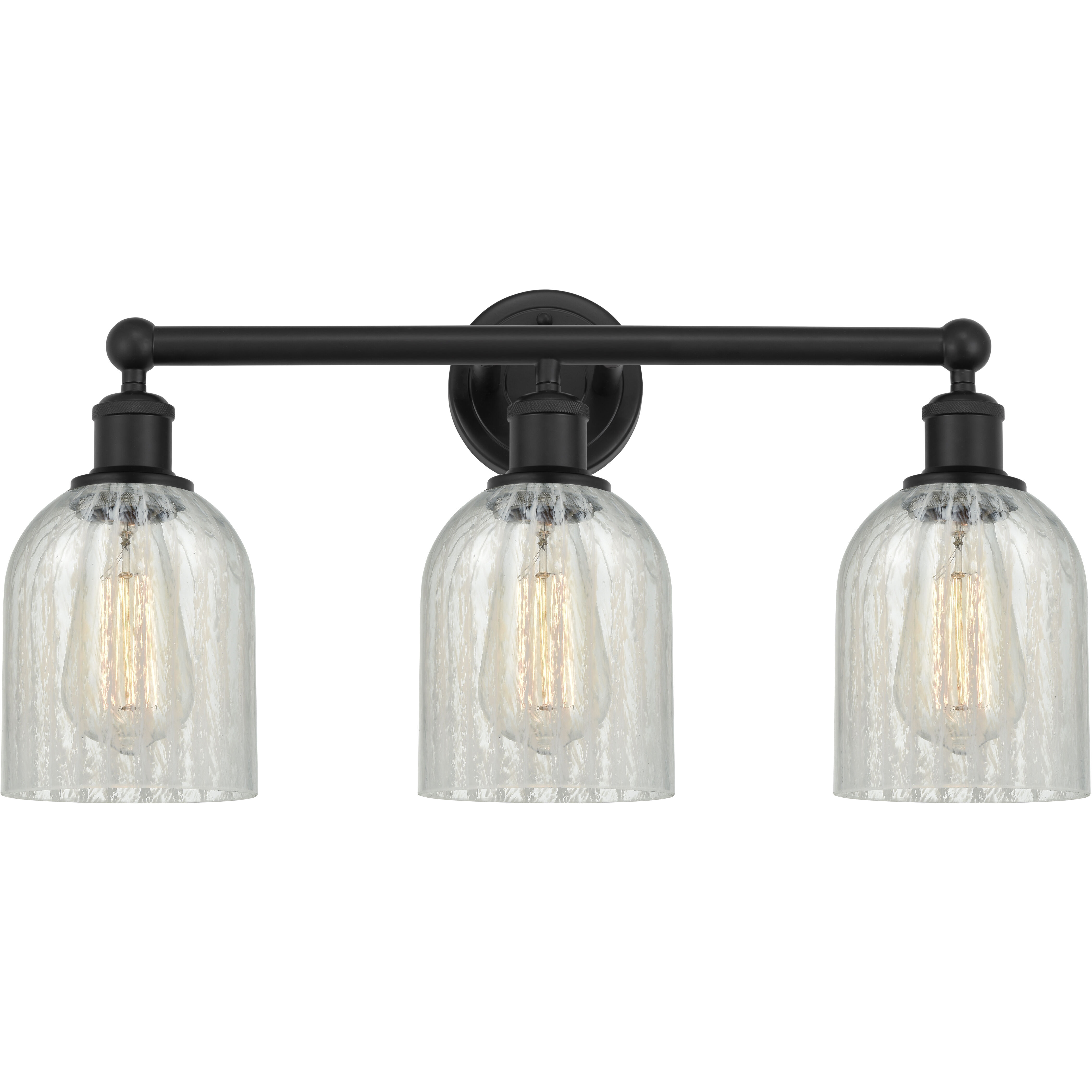 Edison Caledonia 3 Light 23 inch Matte Black Bath Vanity Light Wall Light in Mouchette Glass