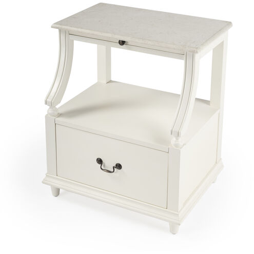 Mabel Marble 1 drawer Nightstand in White