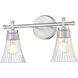 Belle 2 Light 16 inch Brushed Nickel Bath Vanity Light Wall Light