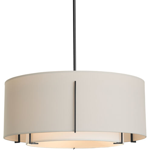 Exos 3 Light 28 inch Black Pendant Ceiling Light in Natural Anna/Flax, Large