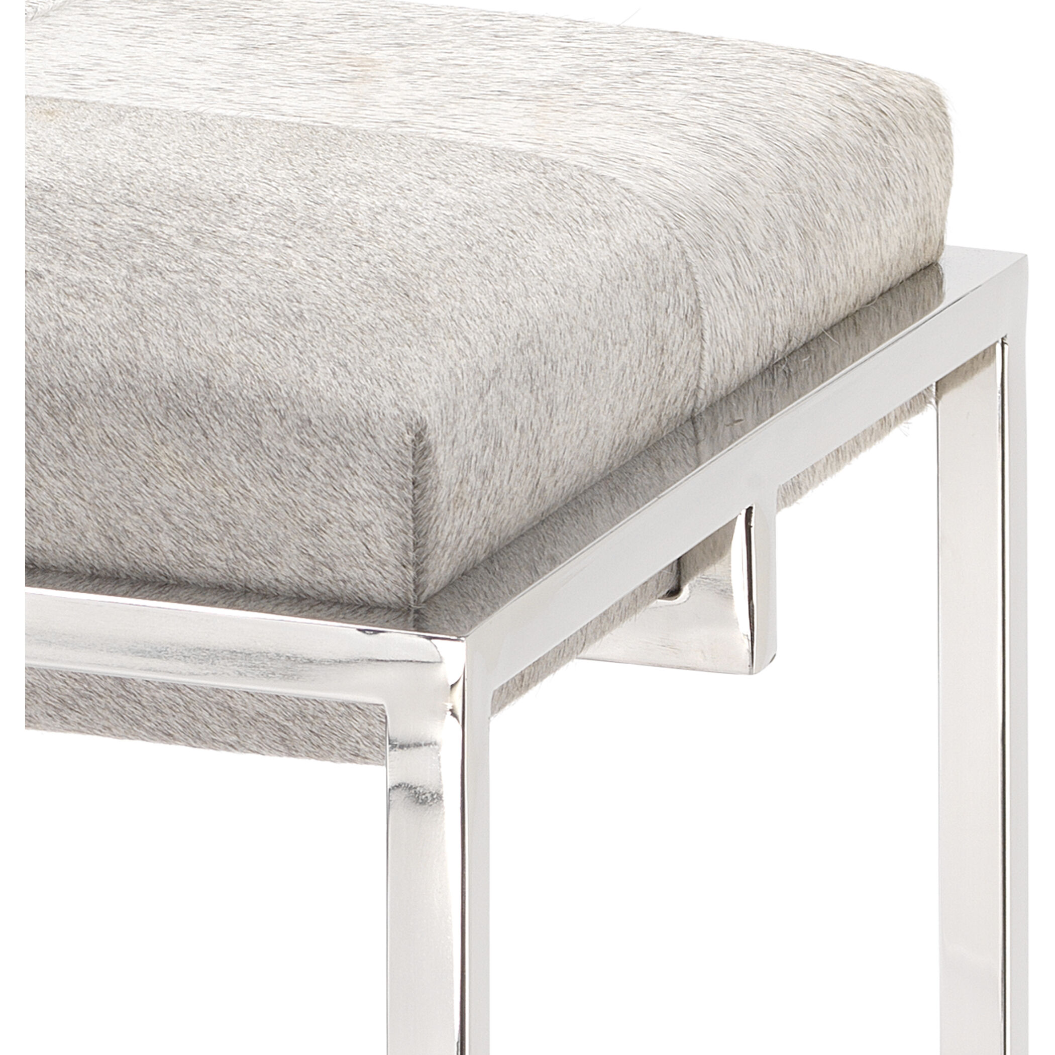 Shelby 27 inch Grey Hide & Nickel Metal Counter Stool in Grey Hide and Nickel Metal
