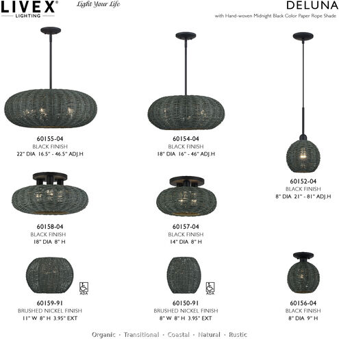 Deluna 3 Light 18 inch Black Semi Flush Mount Ceiling Light, Large
