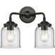 Nouveau Small Bell 2 Light 13 inch Oil Rubbed Bronze Bath Vanity Light Wall Light in Clear Glass, Nouveau